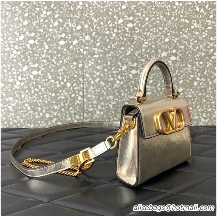 Famous Brand VALENTINO VSLING nano Calfskin Shoulder bag GW46R Silver