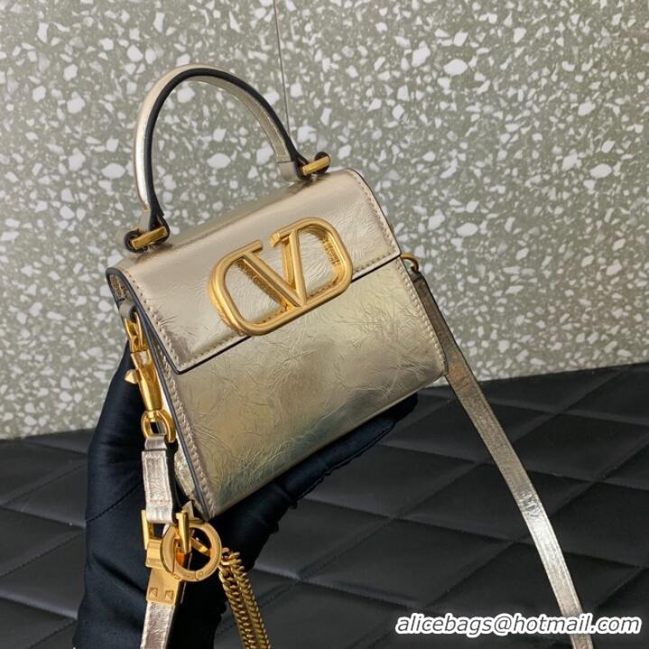 Famous Brand VALENTINO VSLING nano Calfskin Shoulder bag GW46R Silver