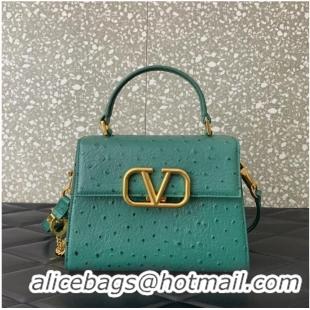 Inexpensive VALENTINO VSLING small Ostrich pattern Shoulder bag WB0F53 Green