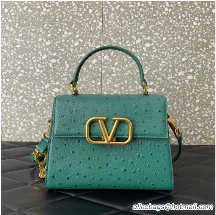 Inexpensive VALENTINO VSLING small Ostrich pattern Shoulder bag WB0F53 Green