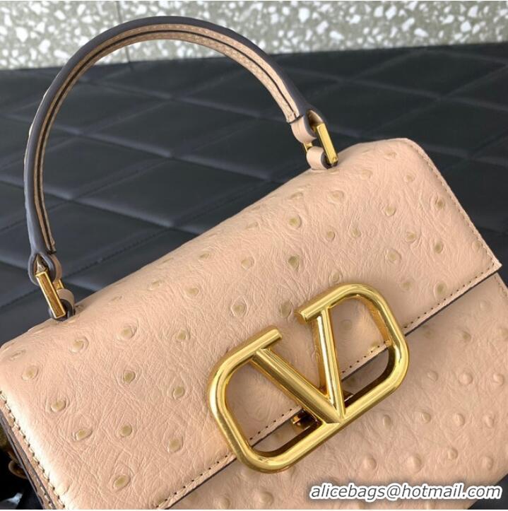 Buy Discount VALENTINO VSLING small Ostrich pattern Shoulder bag WB0F53 Cinnamon Pink