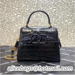 Famous Brand VALENTINO VSLING small Crocodile pattern Shoulder bag WB0F53 black