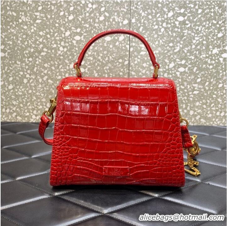 Unique Grade VALENTINO VSLING small Crocodile pattern Shoulder bag WB0F53 Red