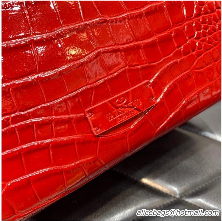 Unique Grade VALENTINO VSLING small Crocodile pattern Shoulder bag WB0F53 Red