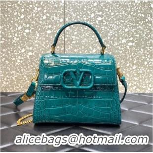 Buy Fashionable ALENTINO VSLING small Crocodile pattern Shoulder bag WB0F53 blue