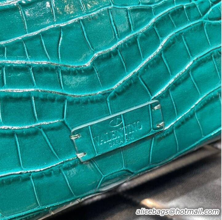 Buy Fashionable ALENTINO VSLING small Crocodile pattern Shoulder bag WB0F53 blue