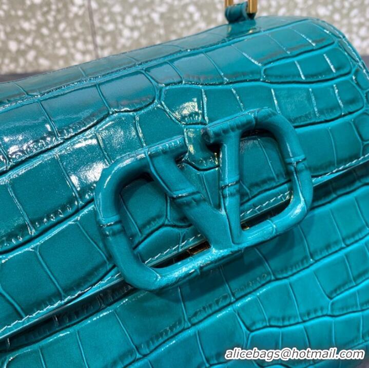 Buy Fashionable ALENTINO VSLING small Crocodile pattern Shoulder bag WB0F53 blue