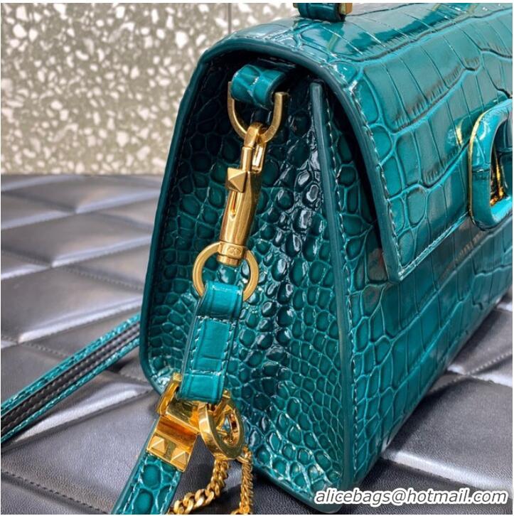 Buy Fashionable ALENTINO VSLING small Crocodile pattern Shoulder bag WB0F53 blue