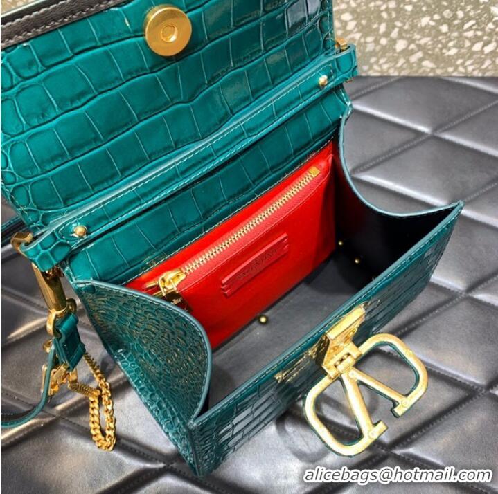 Buy Fashionable ALENTINO VSLING small Crocodile pattern Shoulder bag WB0F53 blue