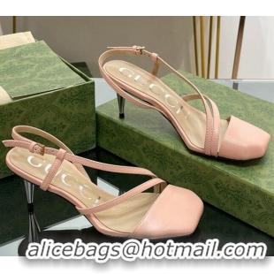 Unique Style Gucci Lambskin Heel Medium Sandals 6.5cm with Horsebit Pink 607099