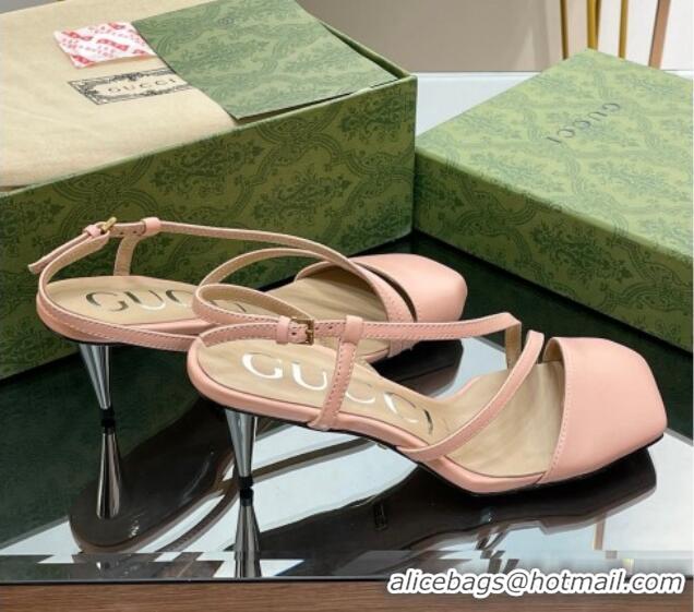 Unique Style Gucci Lambskin Heel Medium Sandals 6.5cm with Horsebit Pink 607099