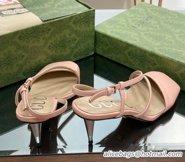 Unique Style Gucci Lambskin Heel Medium Sandals 6.5cm with Horsebit Pink 607099