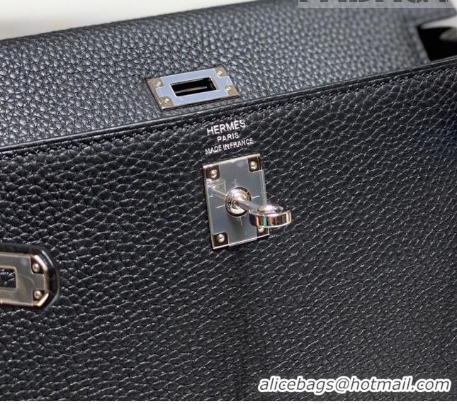 New Design Hermes Kelly Bag in Togo Calfskin 25cm H0250 Black Silver 2023