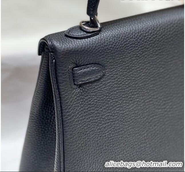 New Design Hermes Kelly Bag in Togo Calfskin 25cm H0250 Black Silver 2023