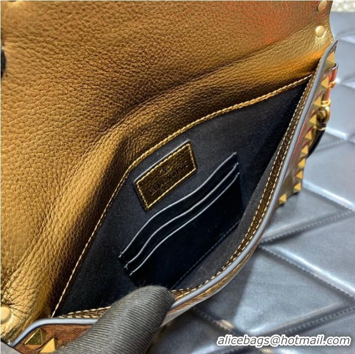 Buy Inexpensive VALENTINO Garavani Rockstud Calfskin Clutch WP0P87R Brass