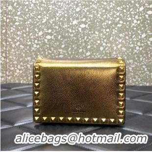 Luxury Discount VALENTINO Garavani Rockstud Calfskin Clutch WP0P86R Brass