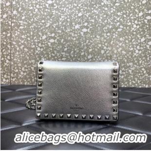 Buy Cheapest VALENTINO Garavani Rockstud Calfskin Clutch WP0P86R Silver