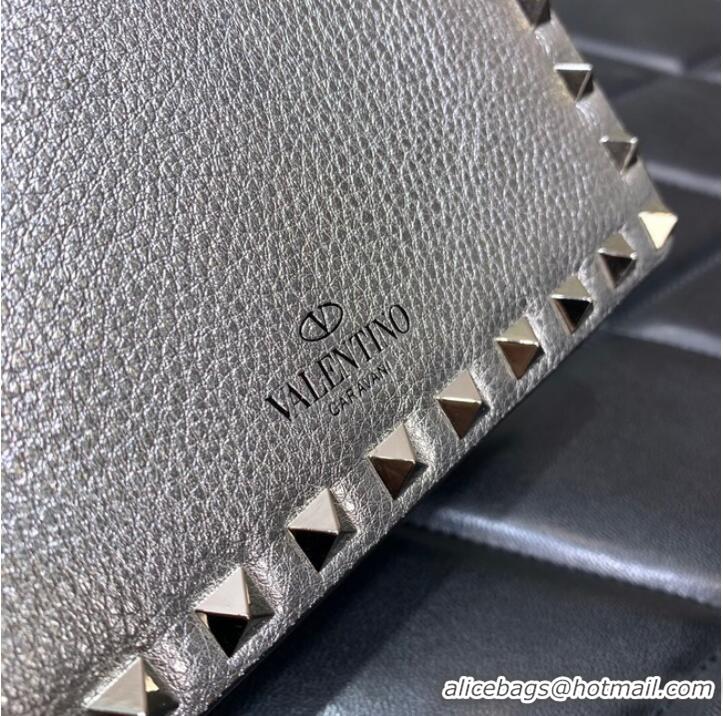 Buy Cheapest VALENTINO Garavani Rockstud Calfskin Clutch WP0P86R Silver