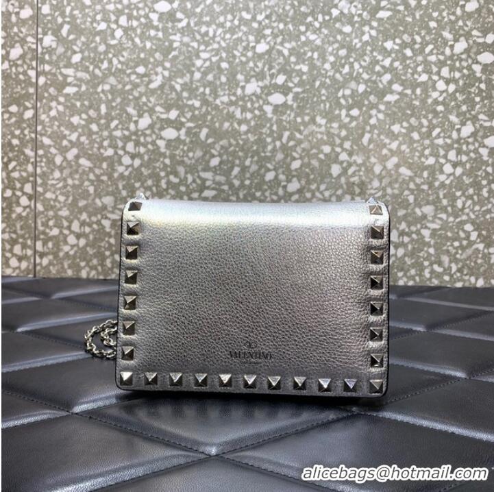 Buy Cheapest VALENTINO Garavani Rockstud Calfskin Clutch WP0P86R Silver