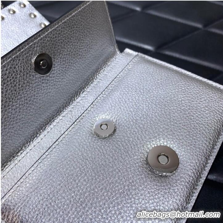 Buy Cheapest VALENTINO Garavani Rockstud Calfskin Clutch WP0P86R Silver