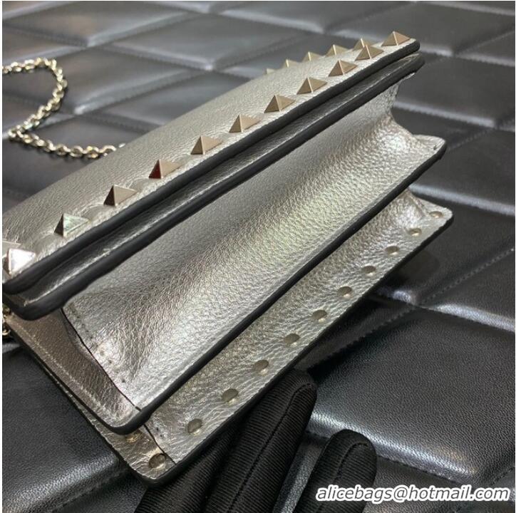 Buy Cheapest VALENTINO Garavani Rockstud Calfskin Clutch WP0P86R Silver