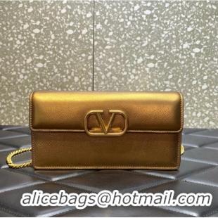 Famous Brand VALENTINO Garavani Rockstud Calfskin Chain bag 0S93VL Brass