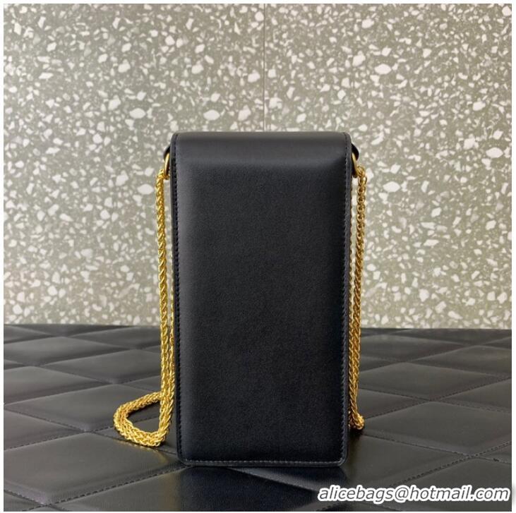 Popular Style VALENTINO LOCO calf leather chain phone case WP0Z11 black