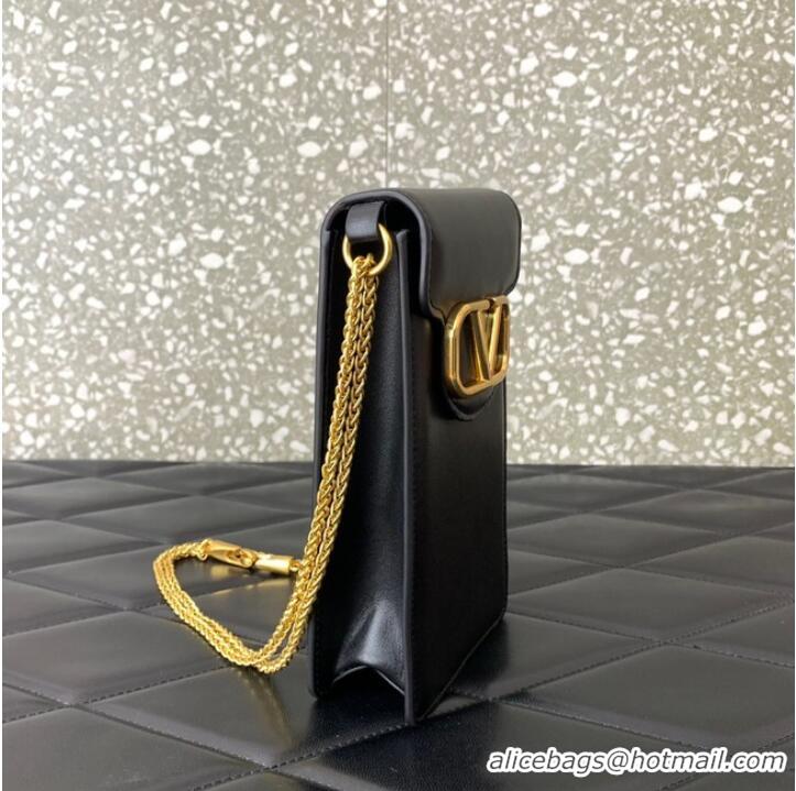 Popular Style VALENTINO LOCO calf leather chain phone case WP0Z11 black