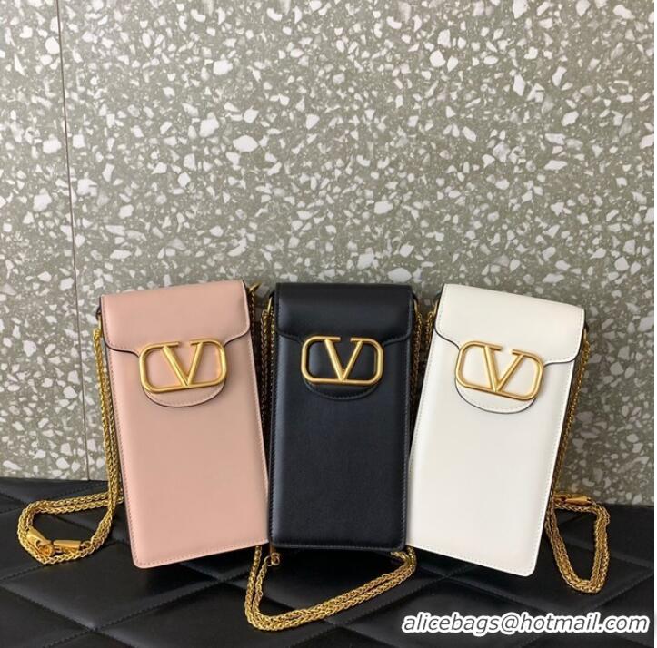 Popular Style VALENTINO LOCO calf leather chain phone case WP0Z11 black