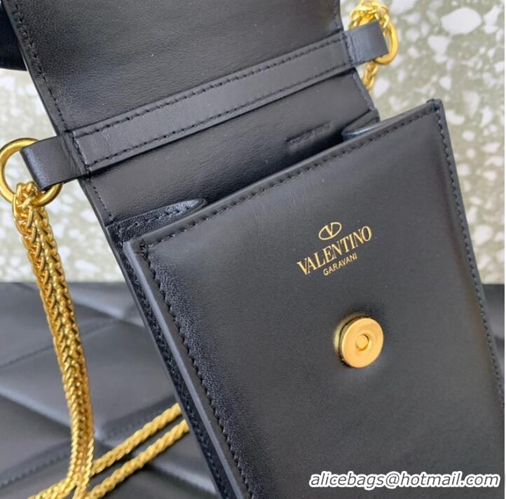 Popular Style VALENTINO LOCO calf leather chain phone case WP0Z11 black