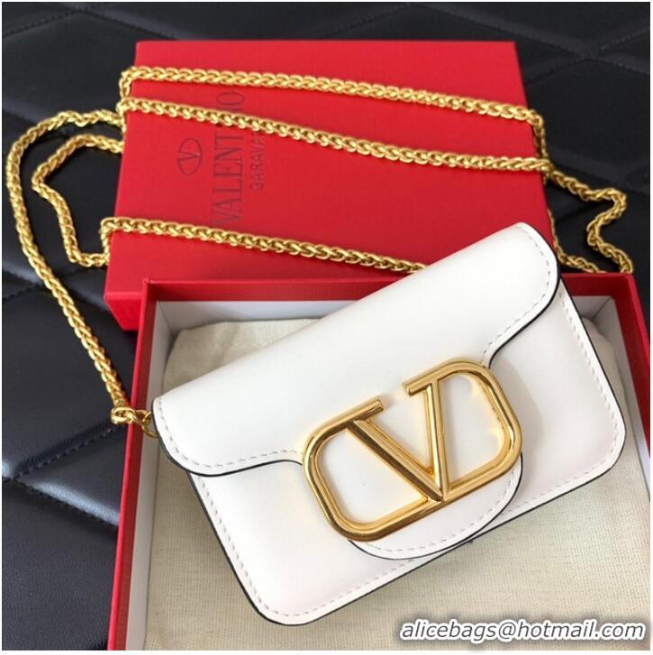 Famous Brand VALENTINO LOCO calf leather chain nano XLI16 white