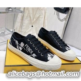 Top Grade Fendi Domino Canvas Low-top Sneakers Black 321057