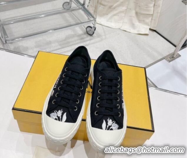 Top Grade Fendi Domino Canvas Low-top Sneakers Black 321057