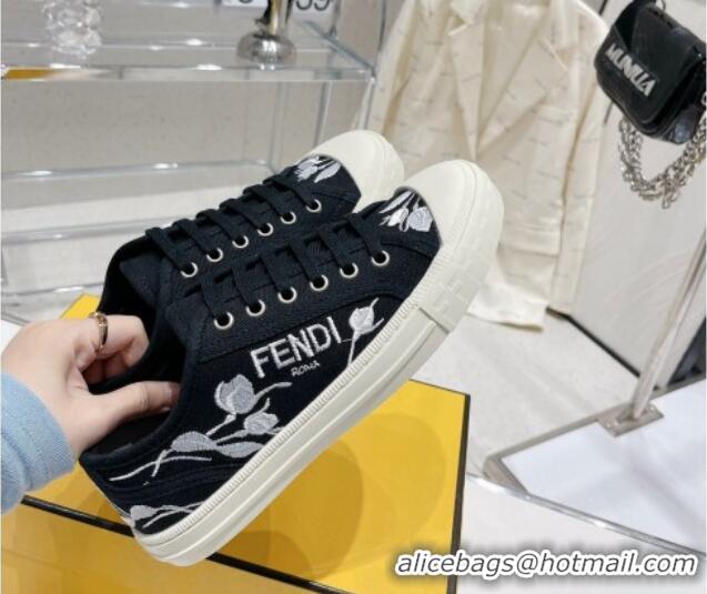 Top Grade Fendi Domino Canvas Low-top Sneakers Black 321057