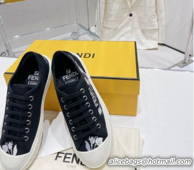 Top Grade Fendi Domino Canvas Low-top Sneakers Black 321057