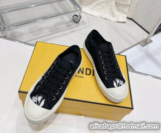 Top Grade Fendi Domino Canvas Low-top Sneakers Black 321057