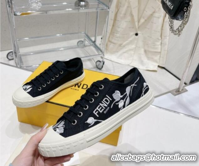 Top Grade Fendi Domino Canvas Low-top Sneakers Black 321057