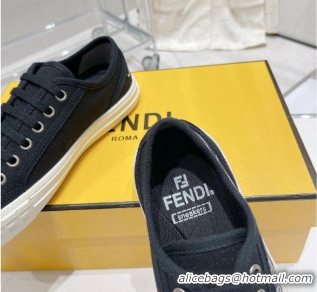 Top Grade Fendi Domino Canvas Low-top Sneakers Black 321057