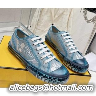 Pretty Style Fendi Domino Denim Low-top Sneakers Light Blue 321058