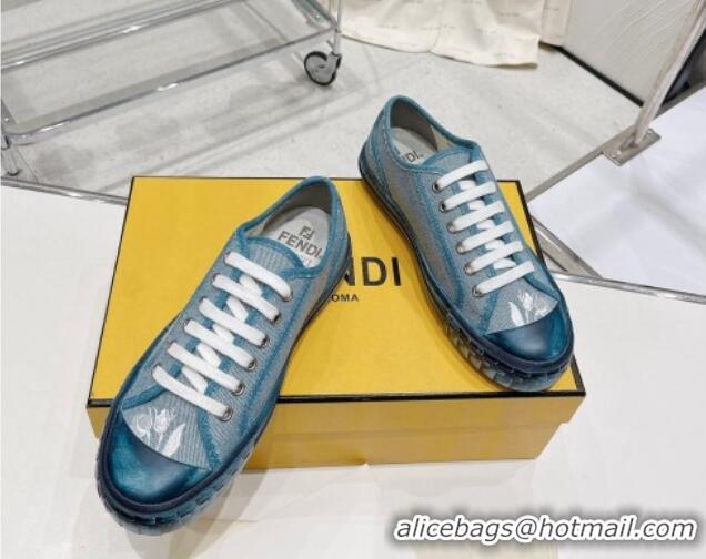 Pretty Style Fendi Domino Denim Low-top Sneakers Light Blue 321058