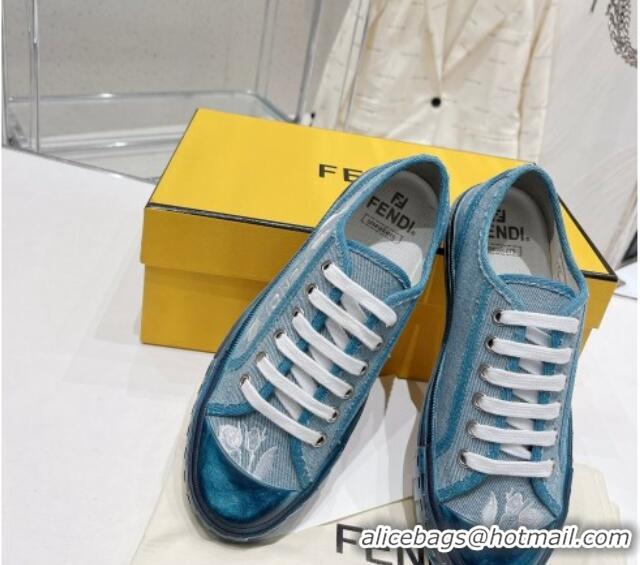 Pretty Style Fendi Domino Denim Low-top Sneakers Light Blue 321058