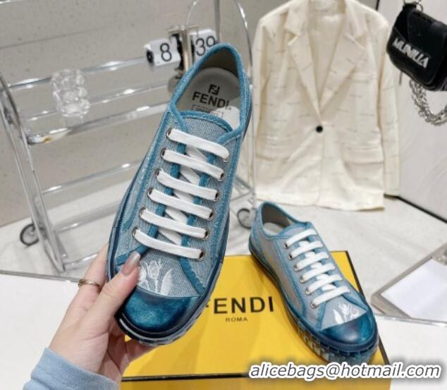 Pretty Style Fendi Domino Denim Low-top Sneakers Light Blue 321058