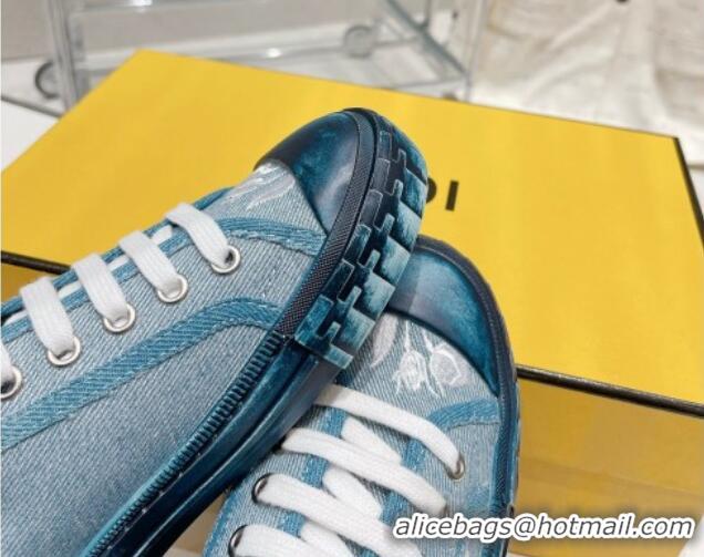 Pretty Style Fendi Domino Denim Low-top Sneakers Light Blue 321058