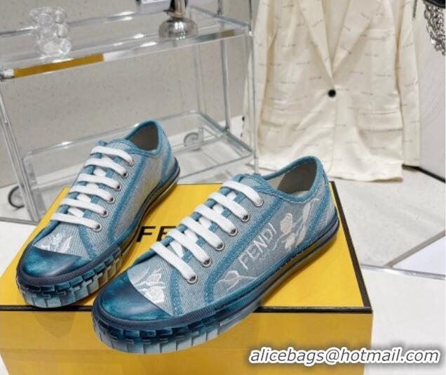 Pretty Style Fendi Domino Denim Low-top Sneakers Light Blue 321058