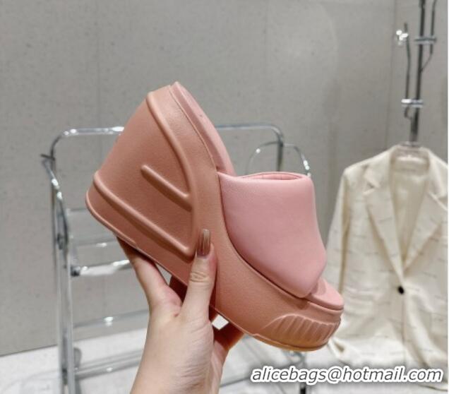 Top Design Fendi Fashion Show Wedge Slide Sandals 14cm in Light Pink Nappa Leather 329036