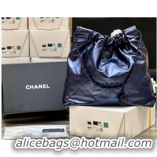 Trendy Design Chanel Calf leather shopping bag AS3261 Navy Blue