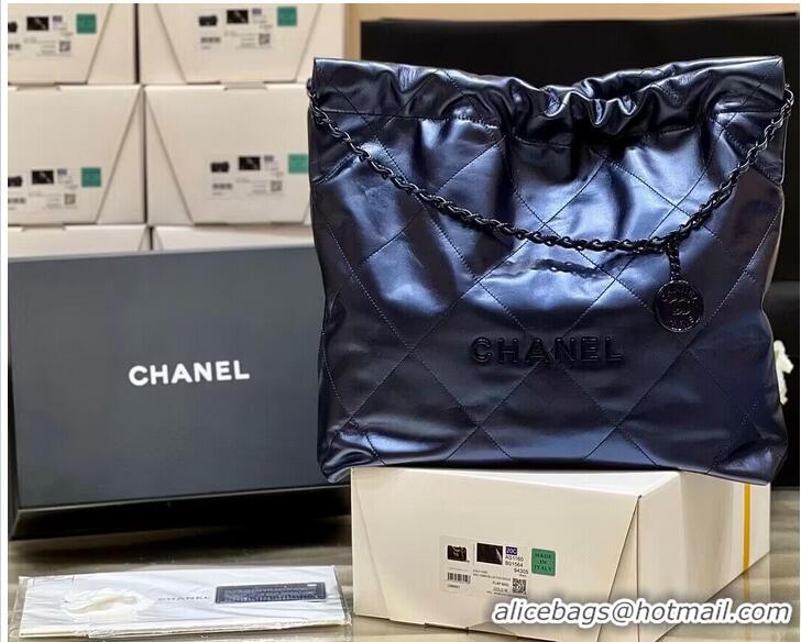 Trendy Design Chanel Calf leather shopping bag AS3261 Navy Blue