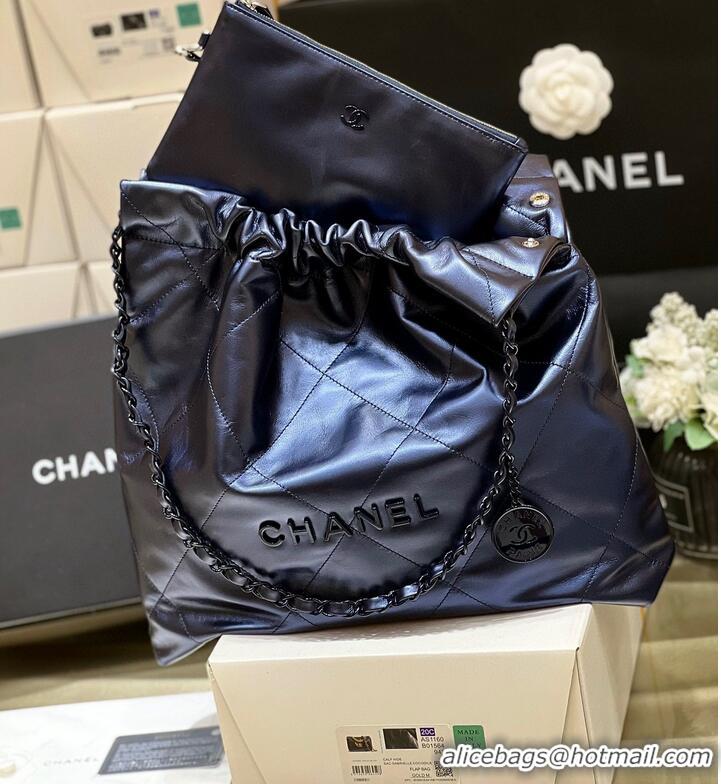 Trendy Design Chanel Calf leather shopping bag AS3261 Navy Blue