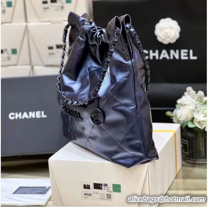 Trendy Design Chanel Calf leather shopping bag AS3261 Navy Blue