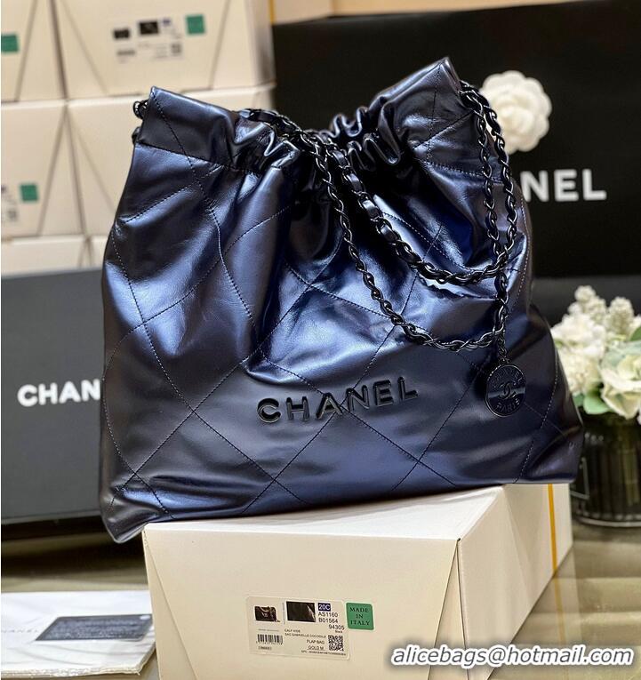 Trendy Design Chanel Calf leather shopping bag AS3261 Navy Blue